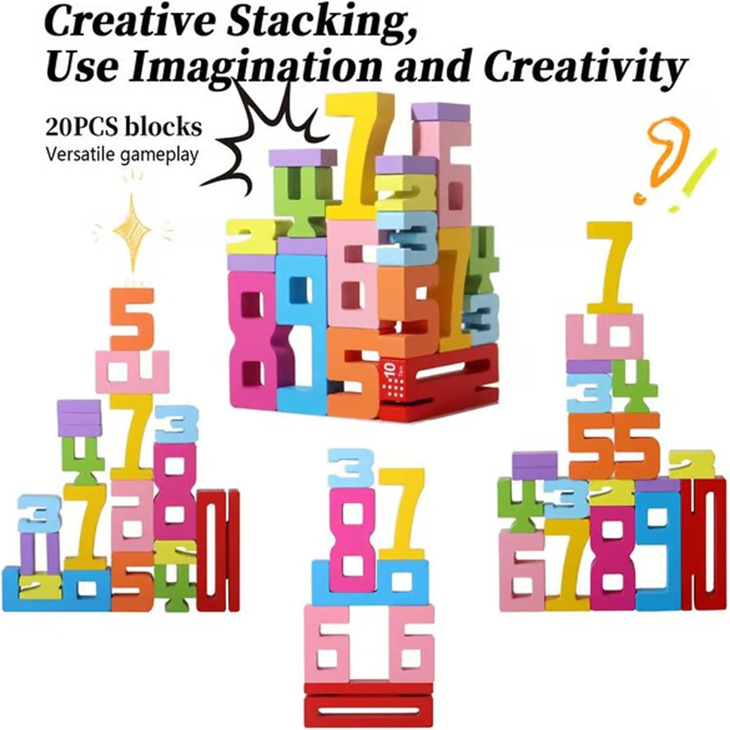 Montessori madera color primario de los niños bloques de construcción digital bebé computación cognición digital edificio aleatorio educación temprana juguetes educativos