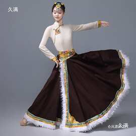 藏族舞蹈演出服儿童蹈服半身裙艺考练习裙广场舞表演服学生裙民族