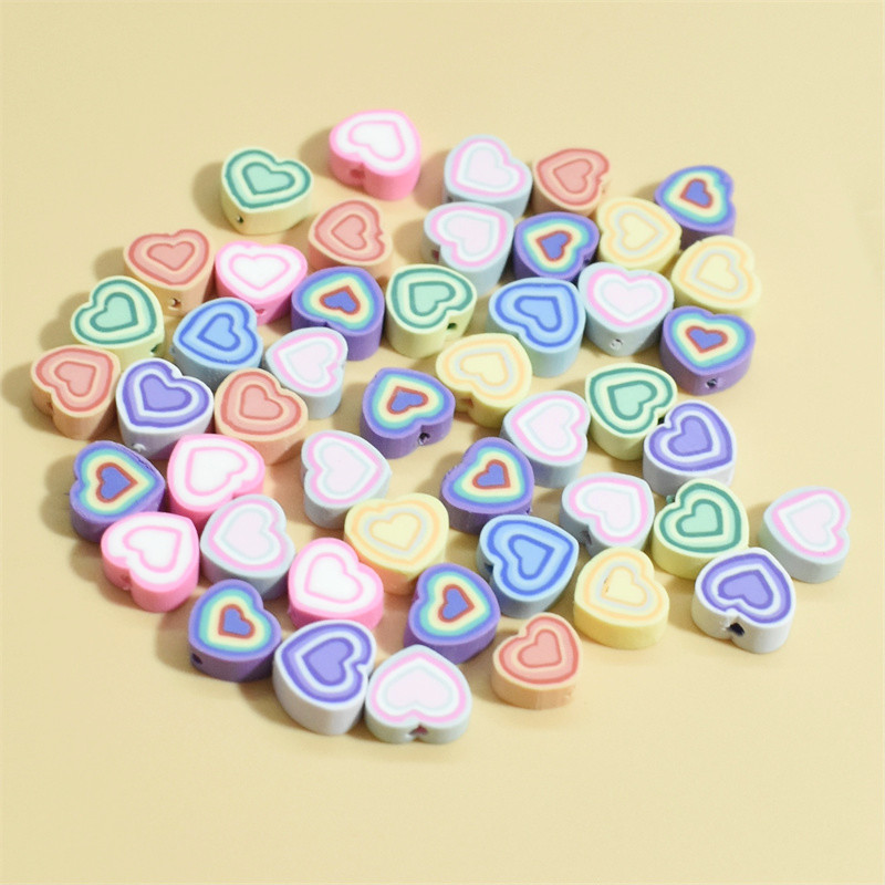 100 PCS/Package Soft Clay Heart Shape Beads display picture 1