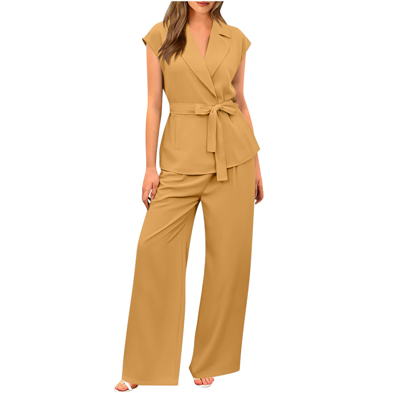 Cross-border advanced design suit suit women's new suit spring and autumn clothing royal sister fan matching two-piece wide-leg pants