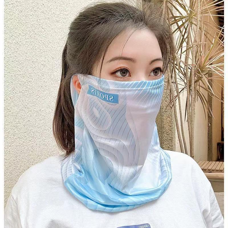 Máscara de protección solar de seda de hielo para hombres y mujeres, babero colgante, protector de cuello, máscara facial, velo de verano, transpirable y versátil