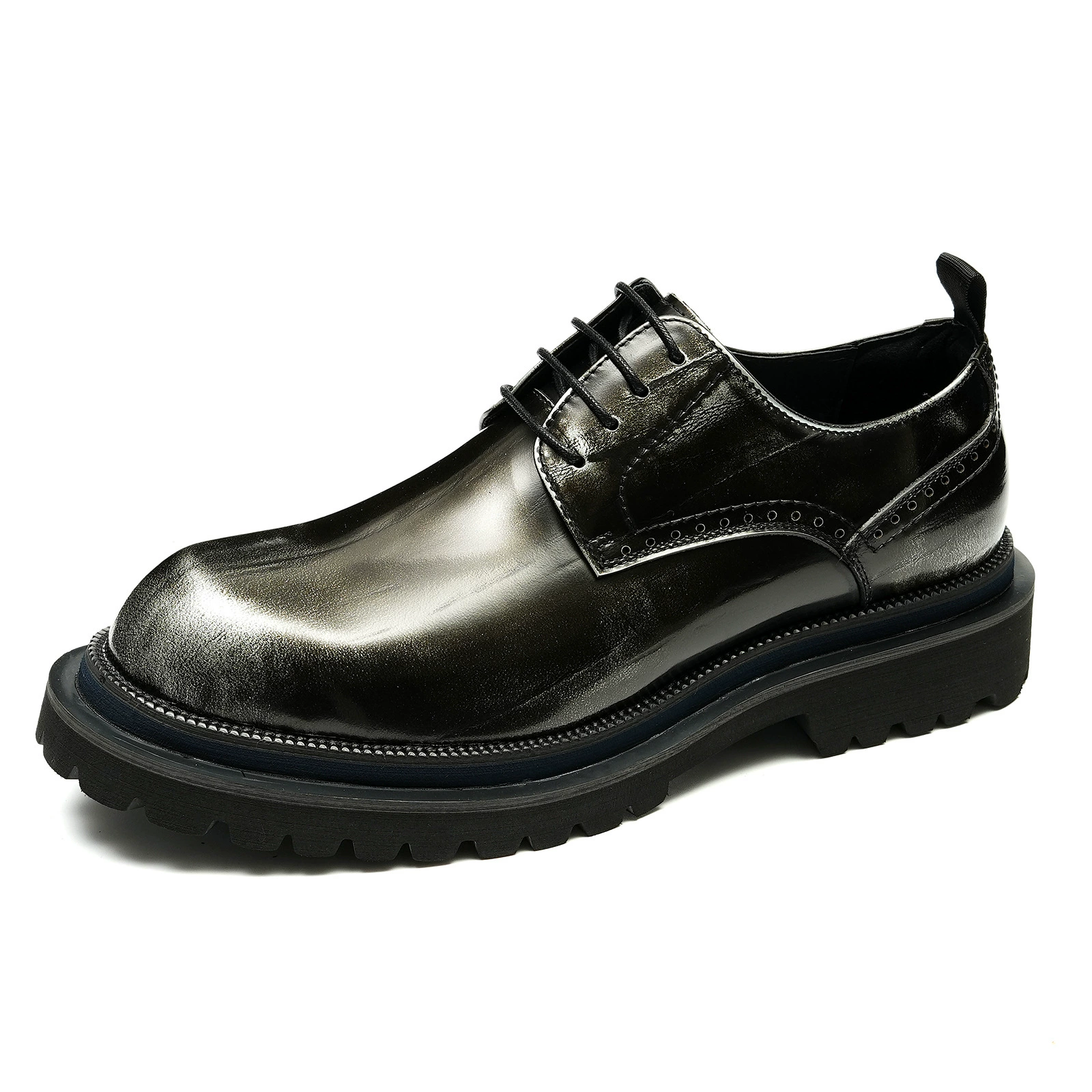 Shoes English style for leather shoes, high classic suit for leisure platform, footwear