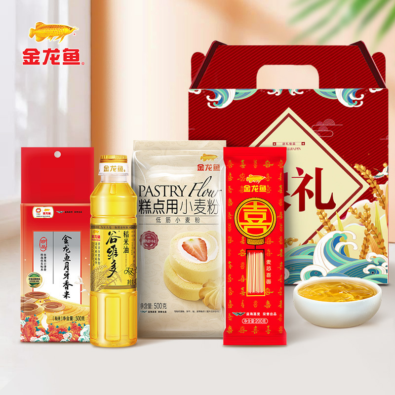 金龙鱼油米组合 食用油400ML稻米油大米500G礼盒 伴手礼批发包邮|undefined