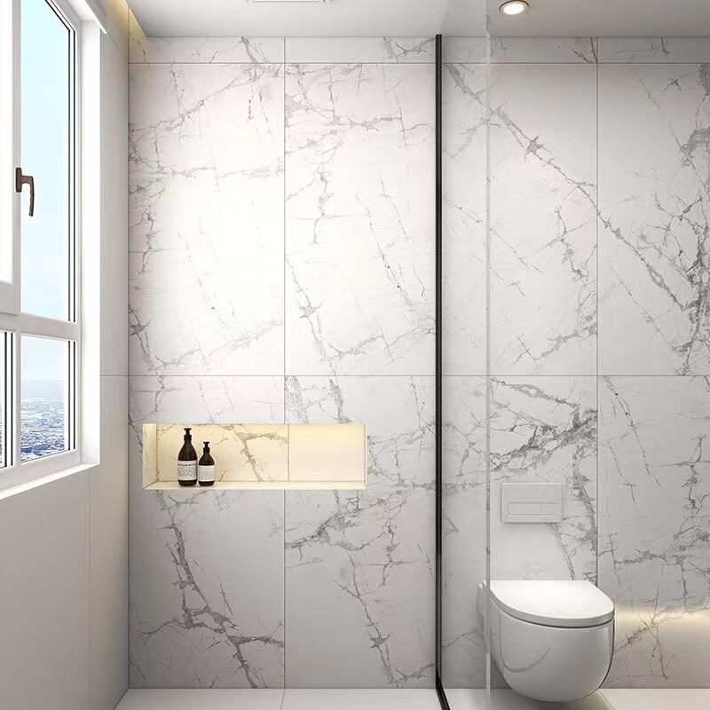 Hanjiang snow 600x 1200 ceramic tile fish maw gold matching toilet soft light small rock plate living room floor tile bathroom wall tile