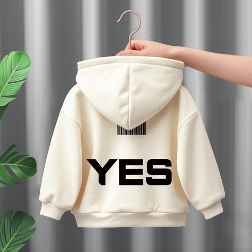 Autumn/Winter 2024 New Fashion Trendy Warm Fleece Thick Pure Cotton Hooded Sweatshirt for Boys Girls Middle and Large Children