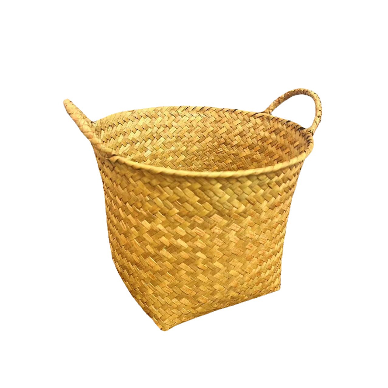 Fábrica al por mayor estilo nórdico maceta tejida cesta de paja de mar suministros para el hogar escritorio paja cesta de almacenamiento paja cesta de flores tejidas