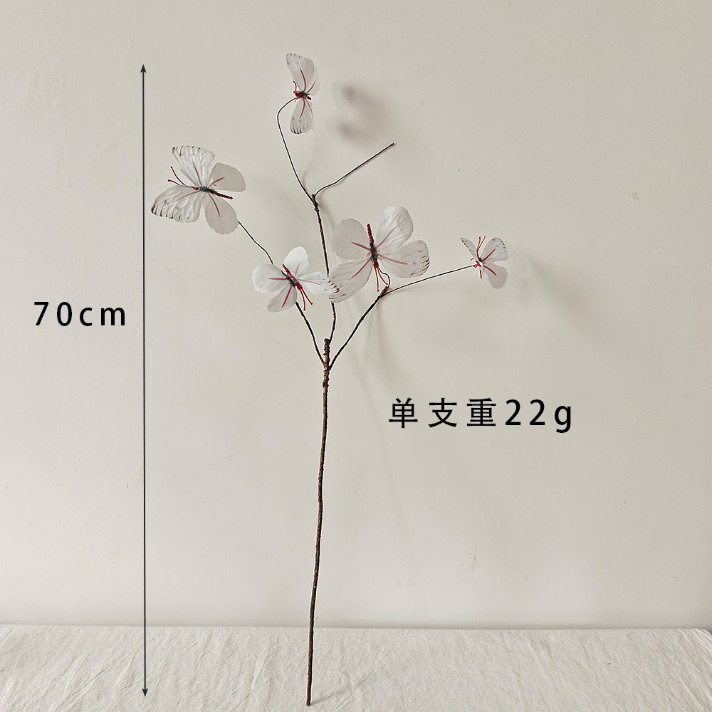 Una rama de cinco cabezas de ocho ramas secas mariposas de boda decoración de flor falsa de alta calidad arco de guía de boda simulación de flores