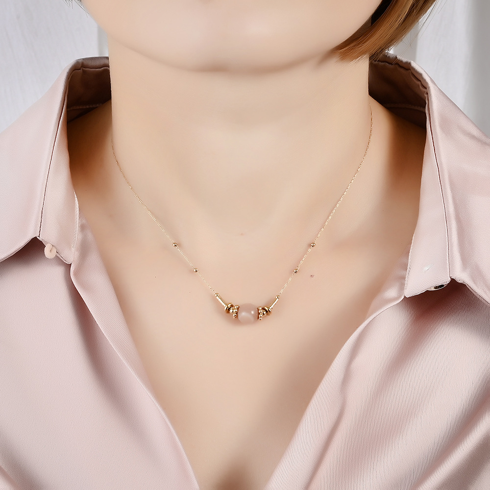 8g Weight Necklace Classification 304 Stainless Steel Chain Material 1 Piece Quantity Holiday, Daily Occasion 304 Stainless Steel, natural stone Material Geometric Pattern Women's Gender Beaded Design Casual, Simple Style Style Casual Simple Style Geometric 304 Stainless Steel Natural Stone Necklace In Bulk 3