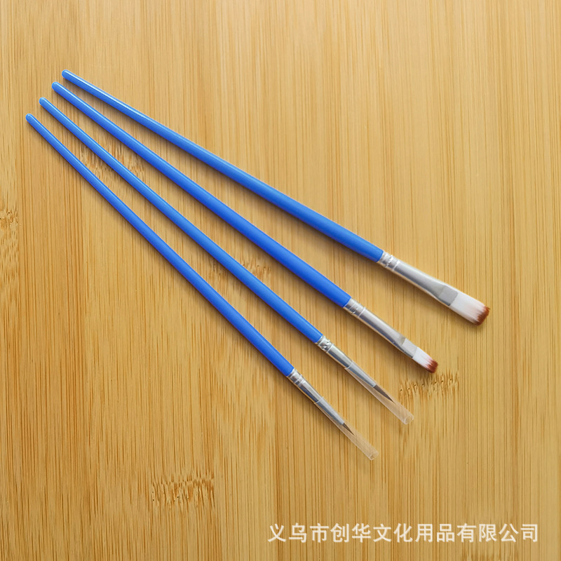 塑料杆双色毛搪胶娃娃石膏彩绘笔数字油画笔尖头勾线笔扁平头笔