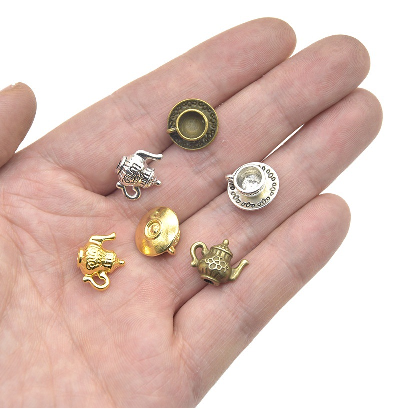 DIY accesorios de la joyería aleación vendimia hervidor taza café colgante Amazon Venta caliente