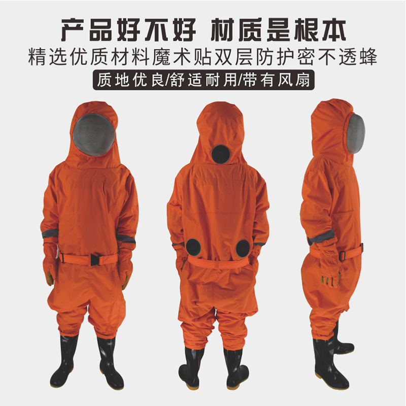 全封闭式防蜂服带3/4风扇毒马蜂衣连体防胡蜂土蜂空调服东安品牌