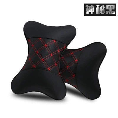 Headrest pillow bone headrest car supplies - a-pair-of-embroidered-headrests-black