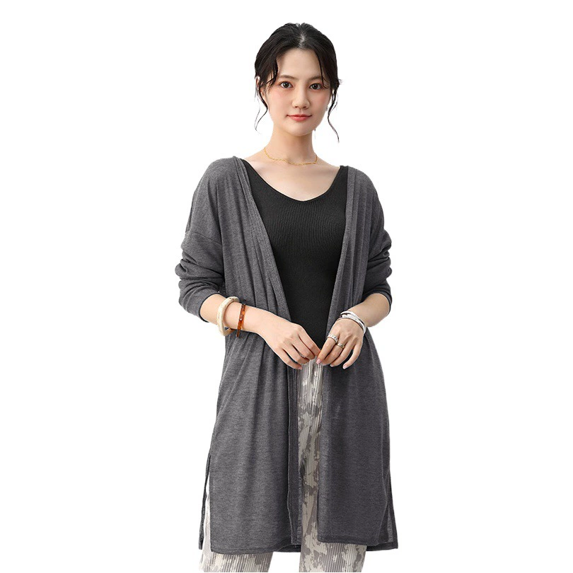 Весенне-летний кардиган средней длины из Тенсел, женская тонкая шаль, Солнцезащитная одежда, рубашка с кондиционером, свободная универсальная Повседневная куртка с длинными рукавами