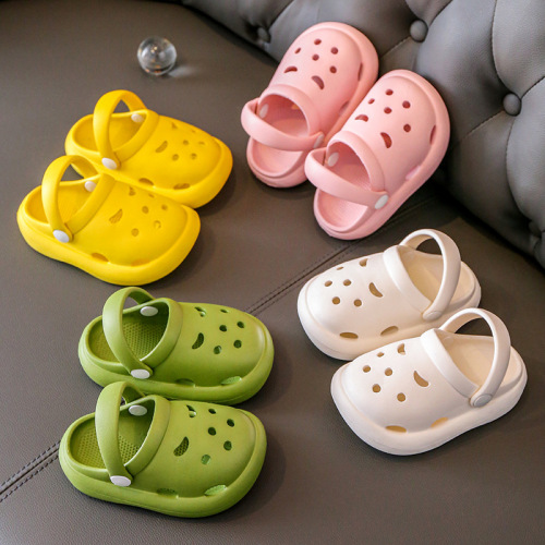 Children's toe-toe slippers, indoor soft-soled non-slip children's hole-in-the-wall shoes, summer cute toddler beach shoes, baby sandals and slippers
