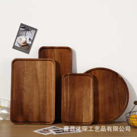 厂家现货木质托盘长方形托盘杯架放水杯茶杯盘收纳盘子木质餐盘