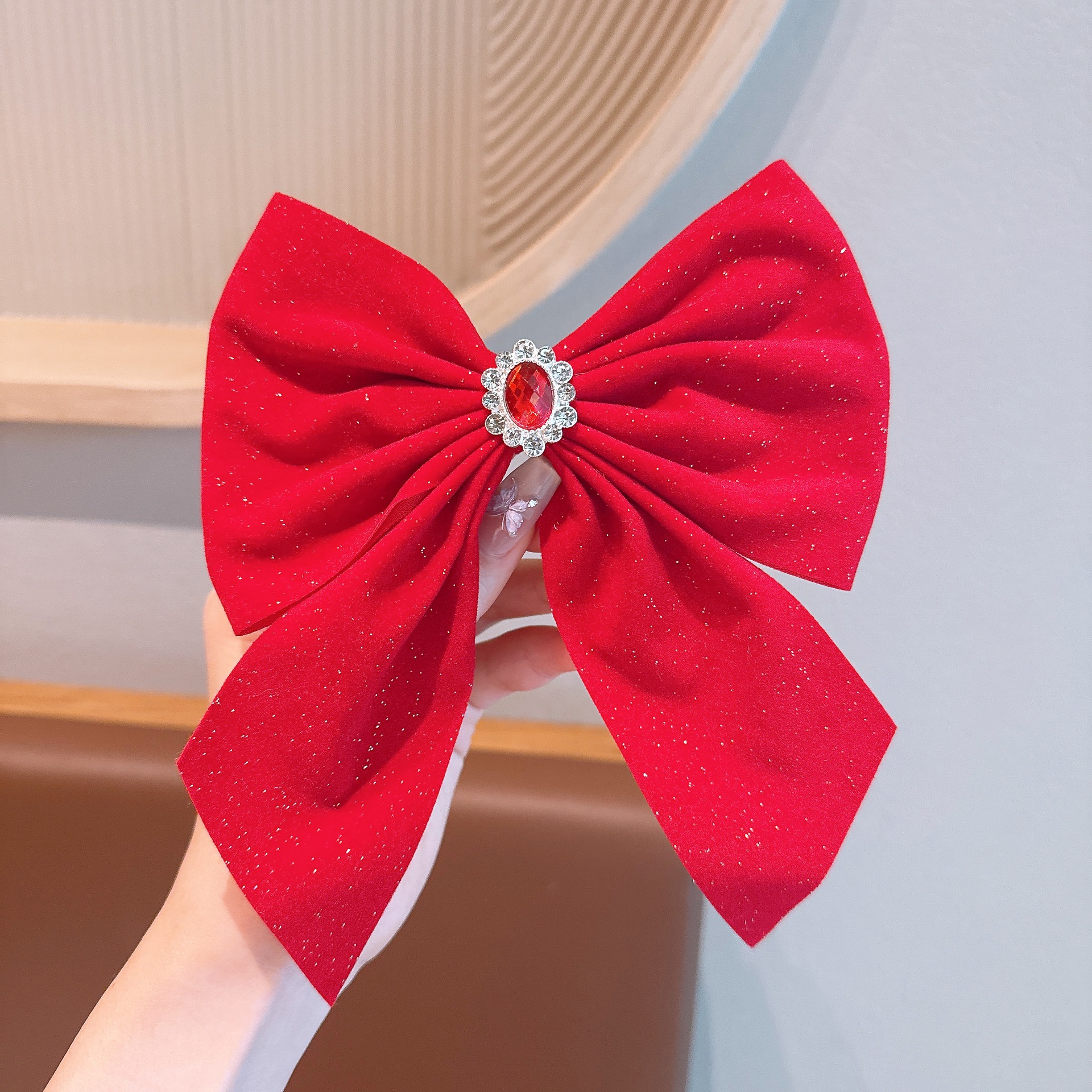 Nuevo estilo coreano para niños arco de Año Nuevo rojo niñas uniformes de Año Nuevo rojo esquinilla clips top clips de cadena clips de pelo