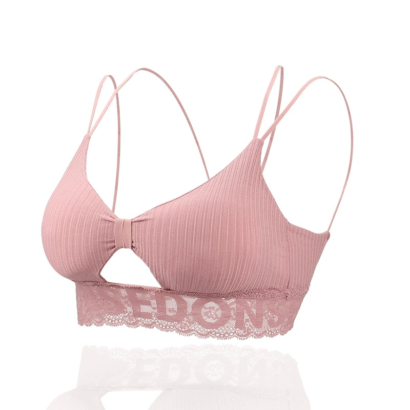 Lace Tube Top Bralette, Push-Up Wireless Bra Top, French-Style, One Size (Women)