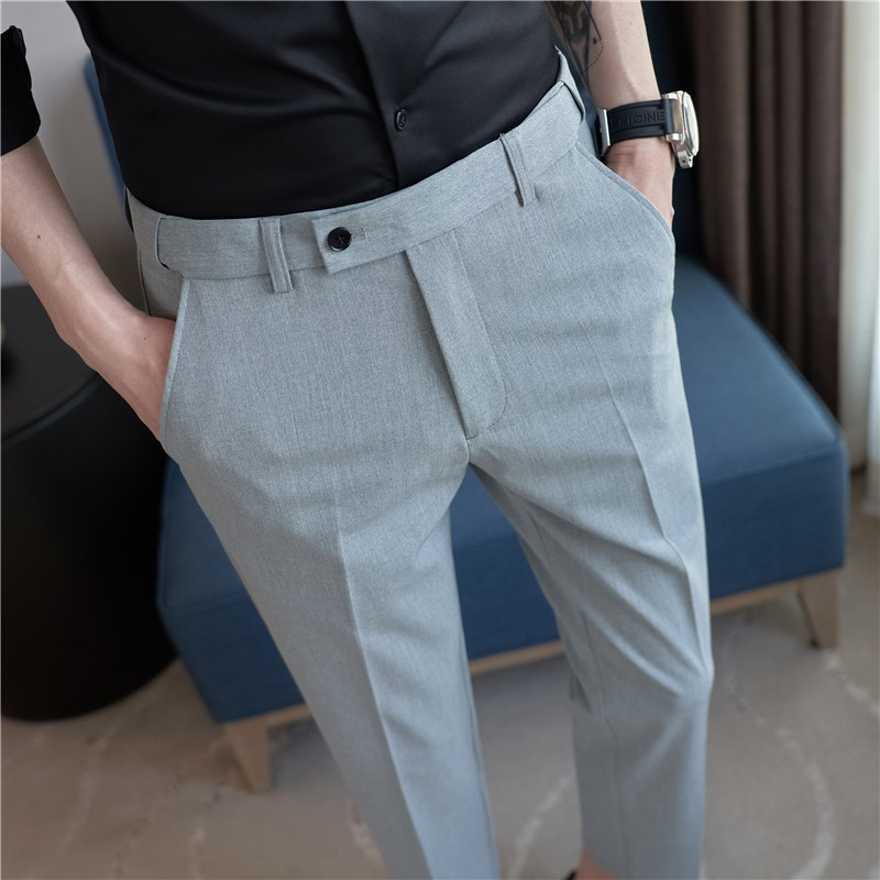 Primavera y verano nuevos hombres pantalones de traje casual cintura estiramiento Delgado pantalones recortada moda coreana pantalones flacos de los hombres pantalones traje Pantalones