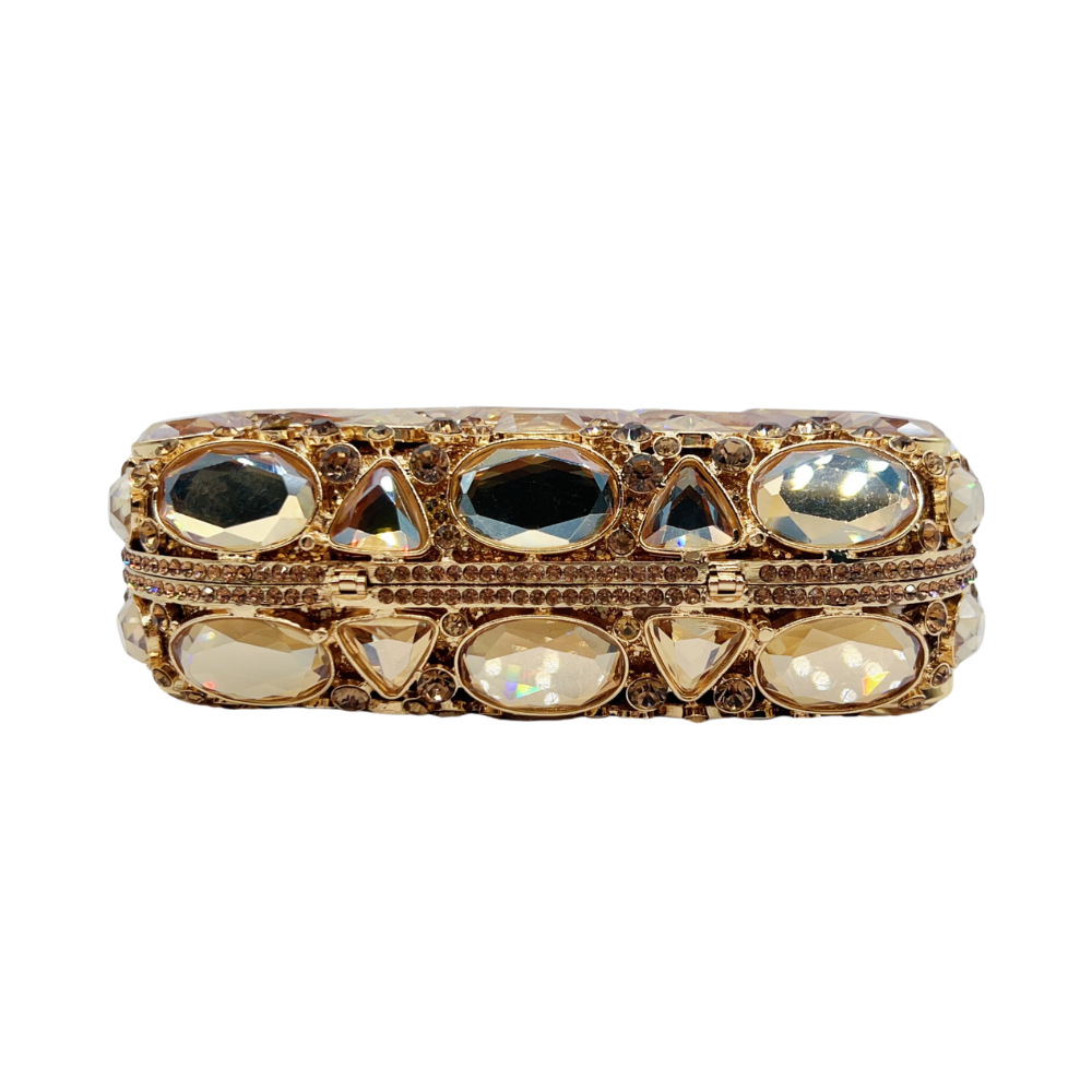 Túi clutch nữ đính đá dạ hội cầm tay kim cương thủy tinh — Màu vàng, Bạc AB, Màu sâm panh, Màu đỏ chi tiết 4