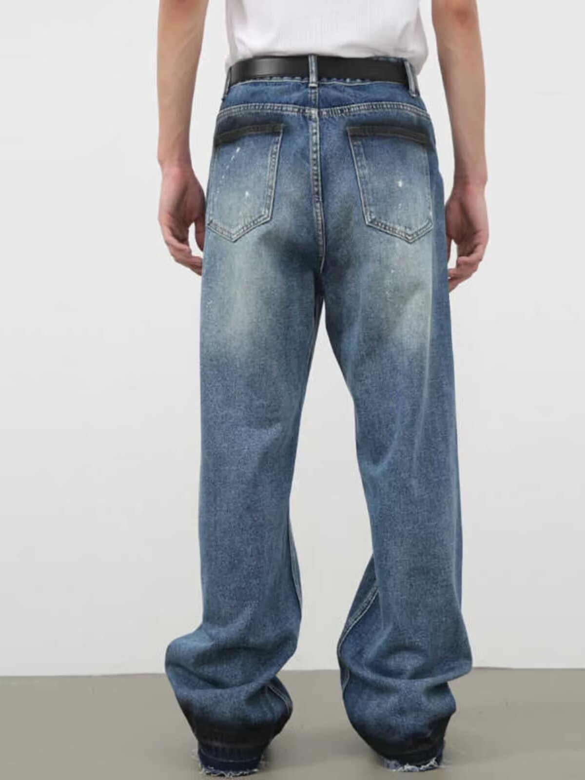 Men's Oversized Relaxed Fit Jeans Streetwear Splatter Wash Vintage Blue Paint Effect Denim (XS-3XL)_mkmklike.com