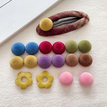 ins韩国彩色植绒毛绒半丸贴片diy树脂配件耳饰发夹手机壳材料批发