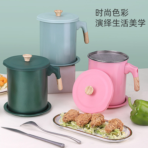 Japanese stainless steel oil pot filter oil pot artifact kitchen oil leaking pot oil jar household small oil pot edible oil pot