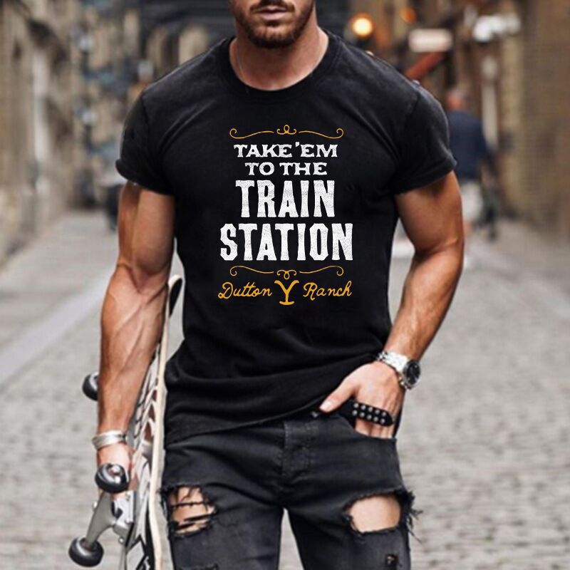 Factory Direct Supply Independent Site Wish American Tv Series Yellowstone 3D Printed Men's Short-Sleeve Crew Neck T-Shirt