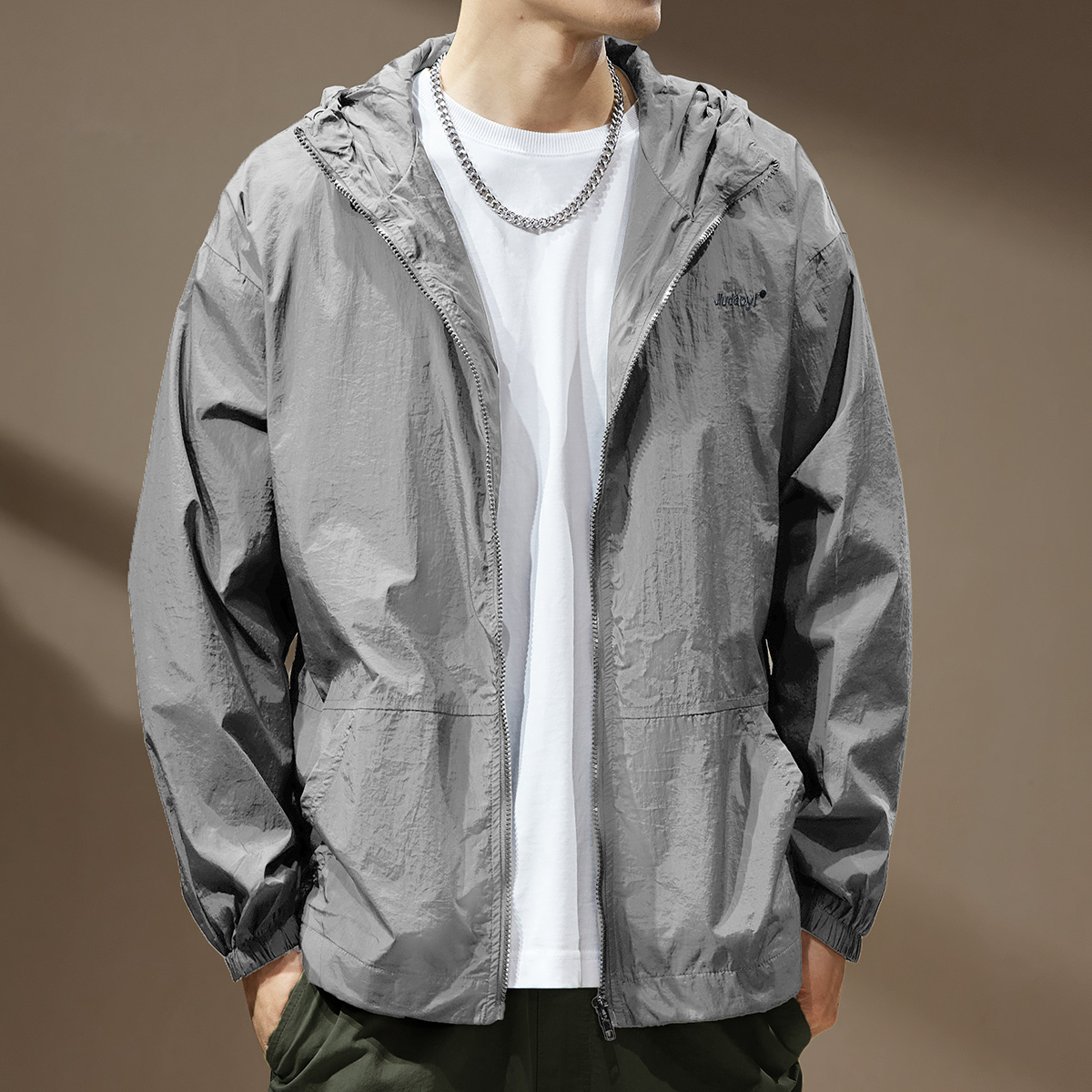 Ice Silk Cool Outdoor Sun Protection Clothing for Men Summer Thin Hooded Anti-Uv Work Jacket Jacket for Men