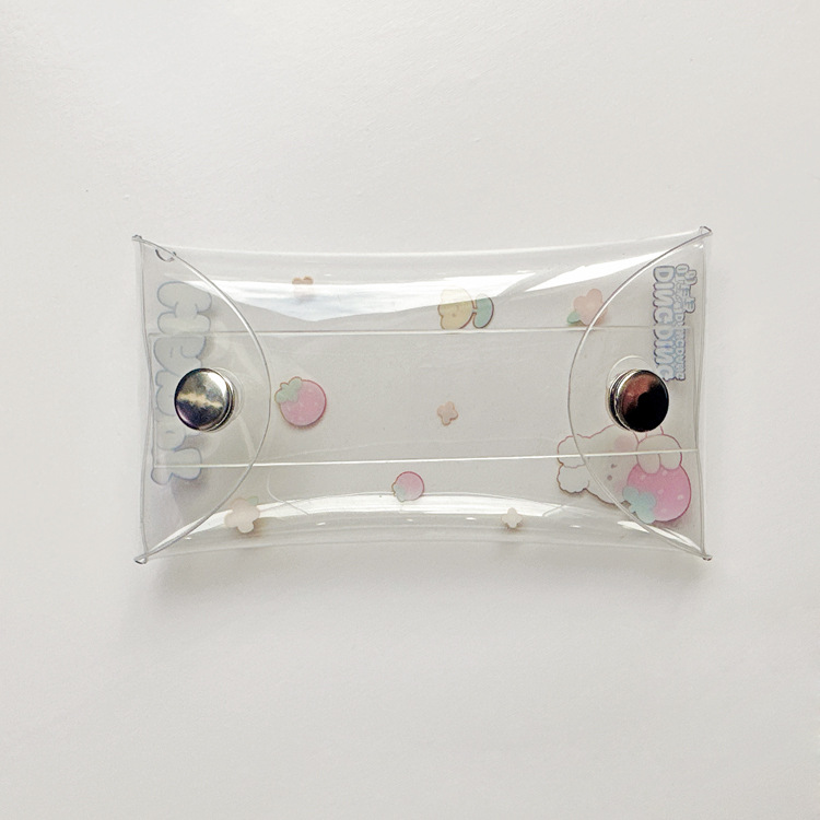 PVC透明盲盒收纳挂包 按扣可爱少女心硬币零钱包 登山扣pv