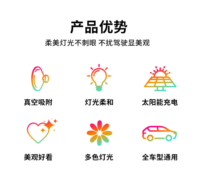 Cross-Border Automotive Solar-Powered Triangular Window Heart-Shaped Ambient Light Car Interior Decoration Heart-Shaped Neon Light
