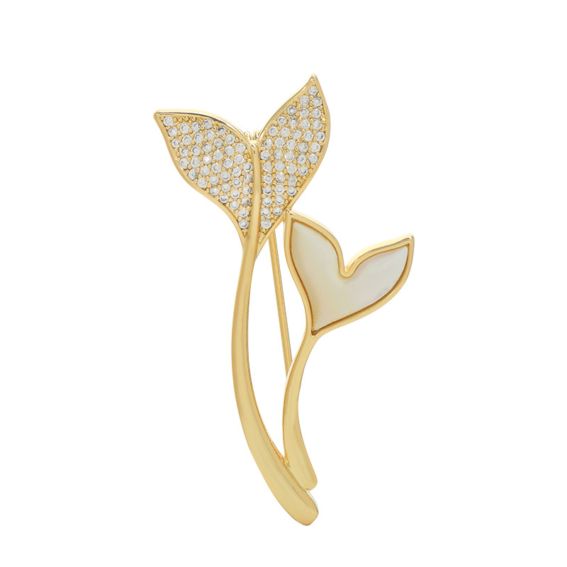 Designer style, personalized fishtail brooch, female high-end feeling, niche inlaid zircon corsage, paired with light luxury suit clothing_voghion.com