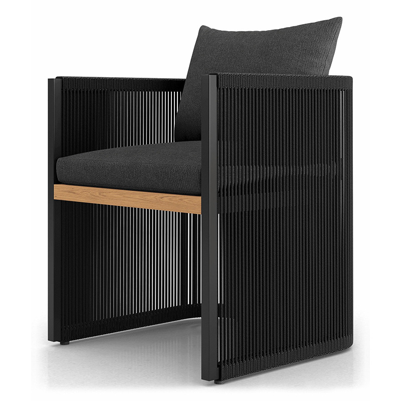 Muebles de patio para exteriores, muebles de jardín para villas, conjunto de sillas de teca y ratán para balcón, mesa y sillas de ratán tejido para exteriores. image 7