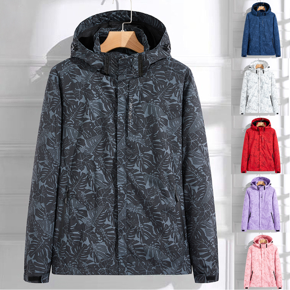 Cross-Border Hot-Selling Autumn and Winter Outdoor Fashion Hooded Windbreaker, Windproof and Waterproof Single-Layer Sports Jacket, Customizable with Printing