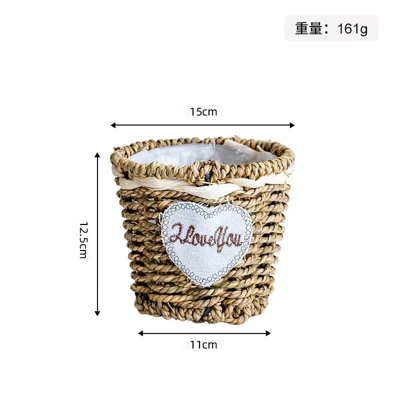 Maceta Decorativa Tejida de Paja Hecha a Mano para Jardín y Balcón