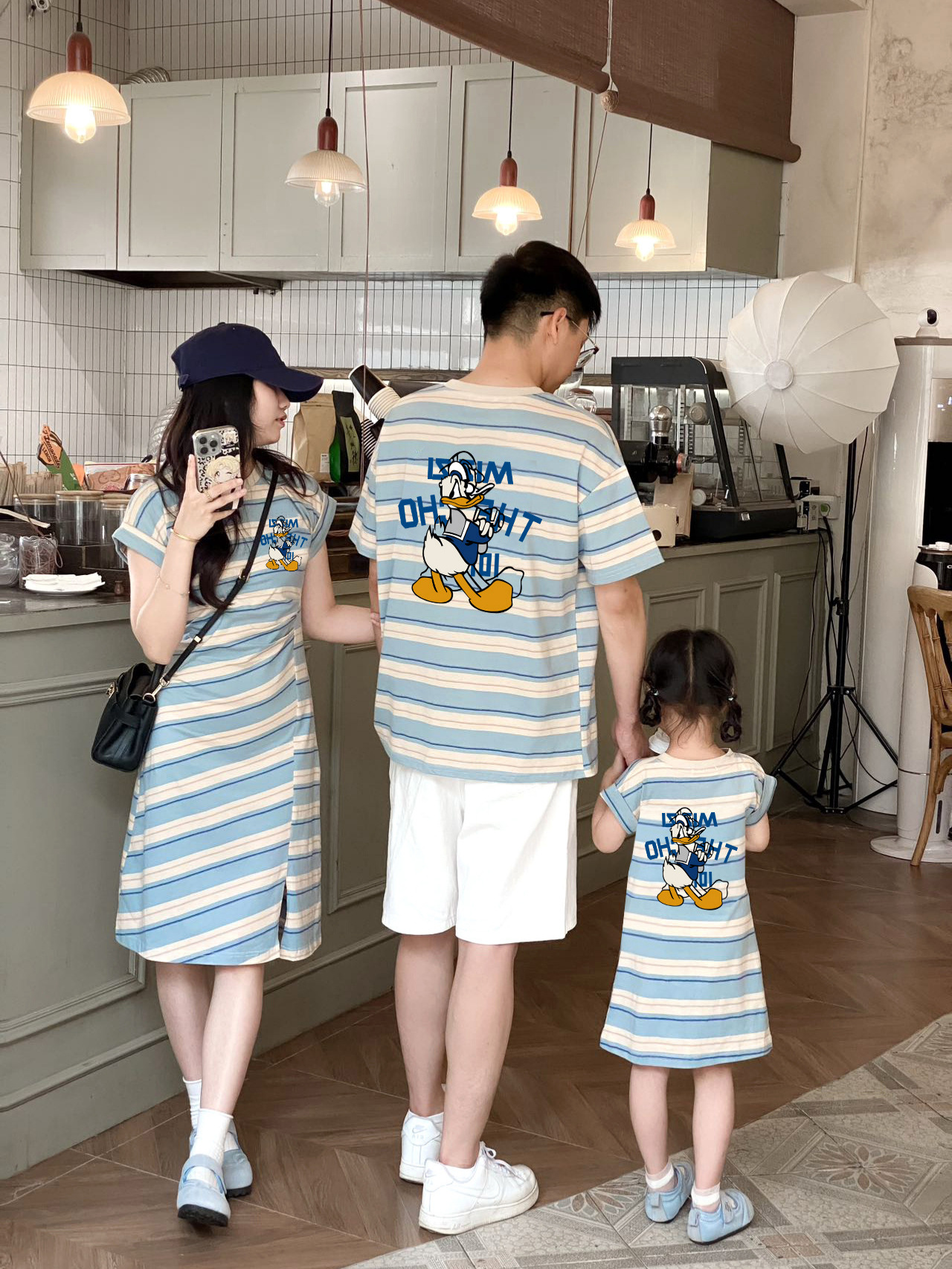 Street-Style Family Matching Outfits for Summer: Korean-Style Mother-Daughter Dresses, Mother-Son Short-Sleeve T-Shirts, and Baby Family Sets