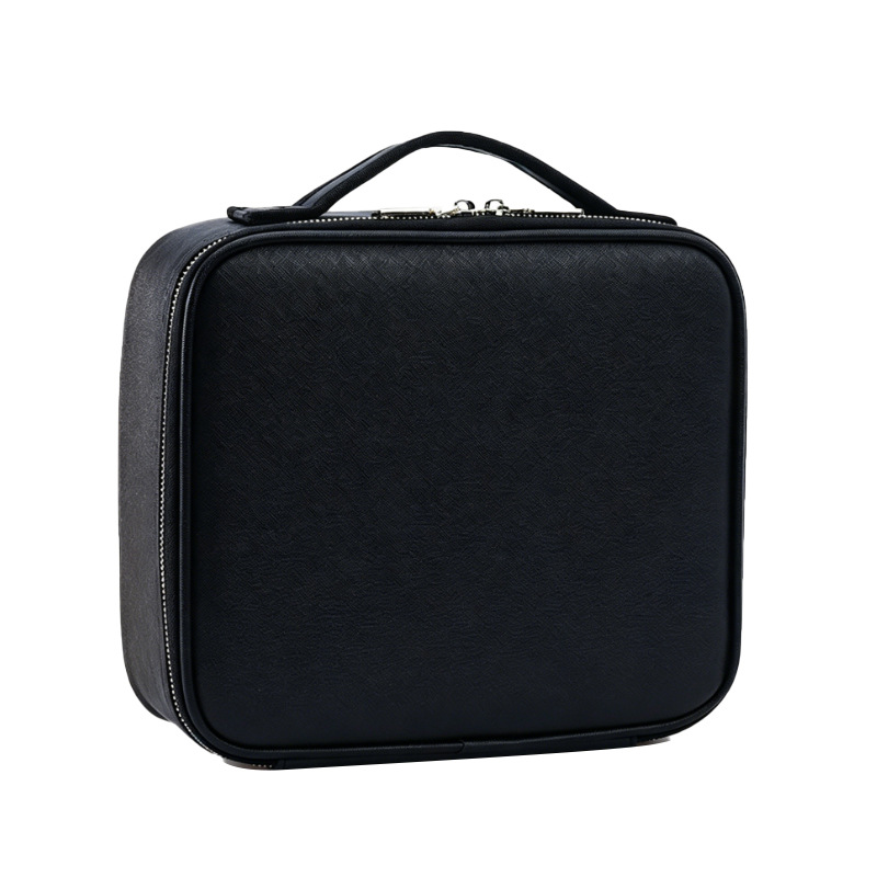 Bolsa de maquillaje de alta calidad con espejo con LED, partición desmontable, bolsa de maquillaje portátil impermeable de almacenamiento de gran capacidad