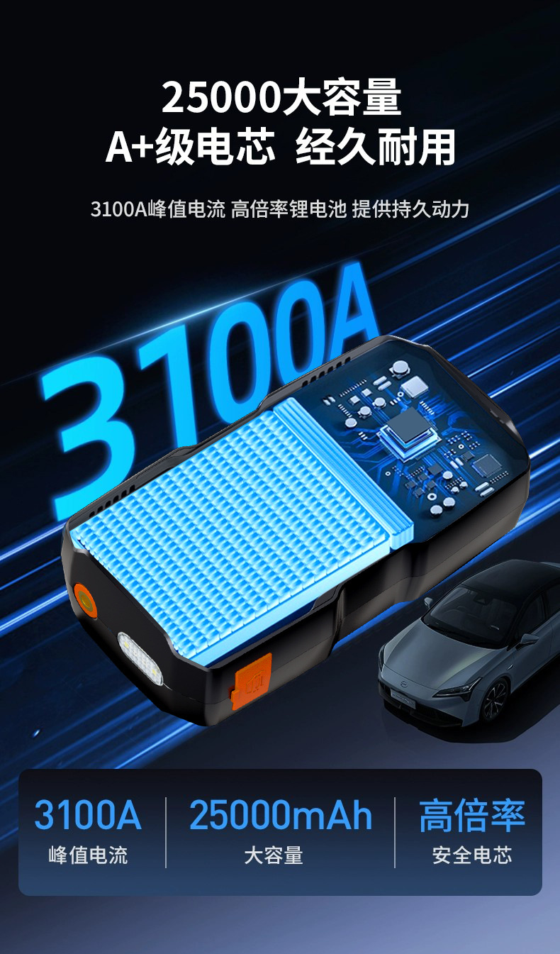 Kafeila 602 Black Multifunctional Jump Starter Emergency Power Supply All-In-One Device Car Portable Air Pump