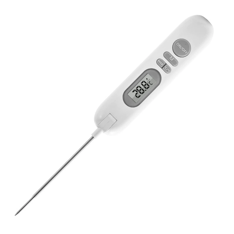 Electronic white thermometer charging, English