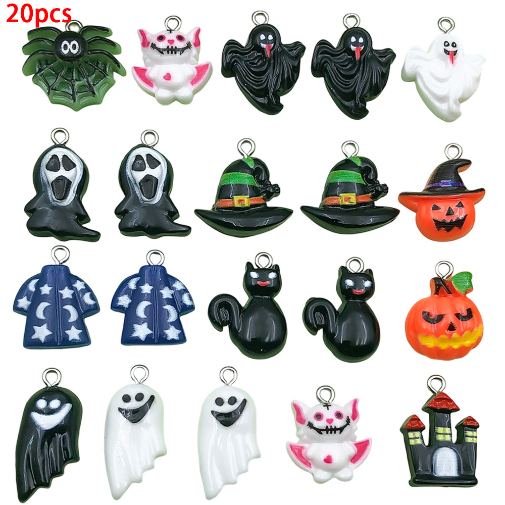 Nuevos accesorios de resina calabaza Halloween esqueleto fantasma fiesta DIY joyería pequeña decoración colgante