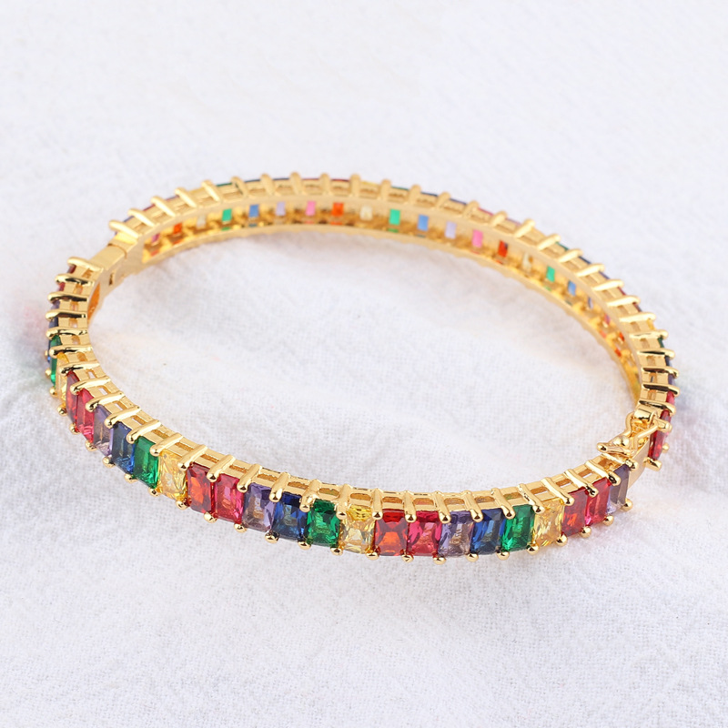 Fashion Geometric Copper Rings Bangle Inlay Zircon Copper Bracelets