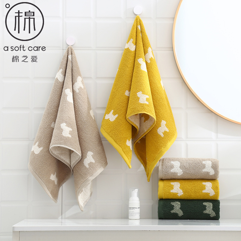 Cotton jacquard cartoon towel 34*72cm100g adult pony towel soft easy dry wipe face towel