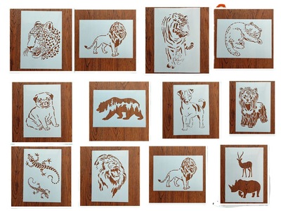 厂家A4尺寸动物绘画模板喷绘印刷手指印素描彩笔涂鸦学生手抄报|ms