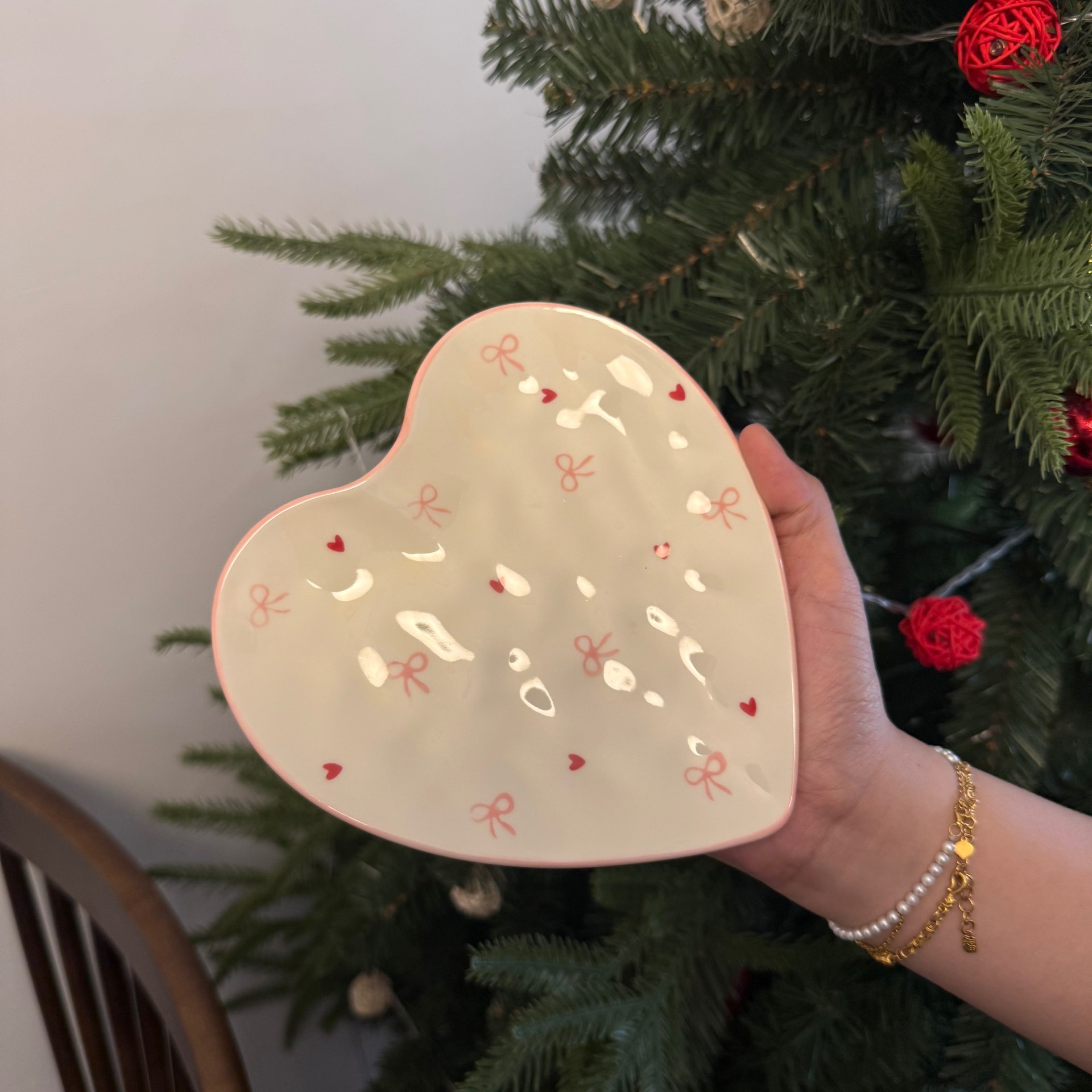 Estilo coreano ins mano mano amor plato de joyería bandeja de almacenamiento amor pintado a mano tazas de cerámica plato