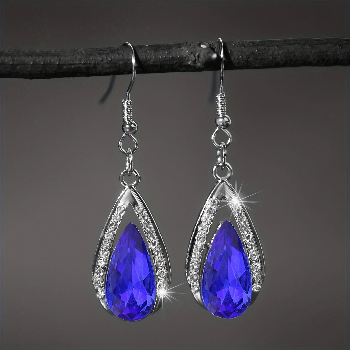 파란색 물방울 귀걸이 1쌍