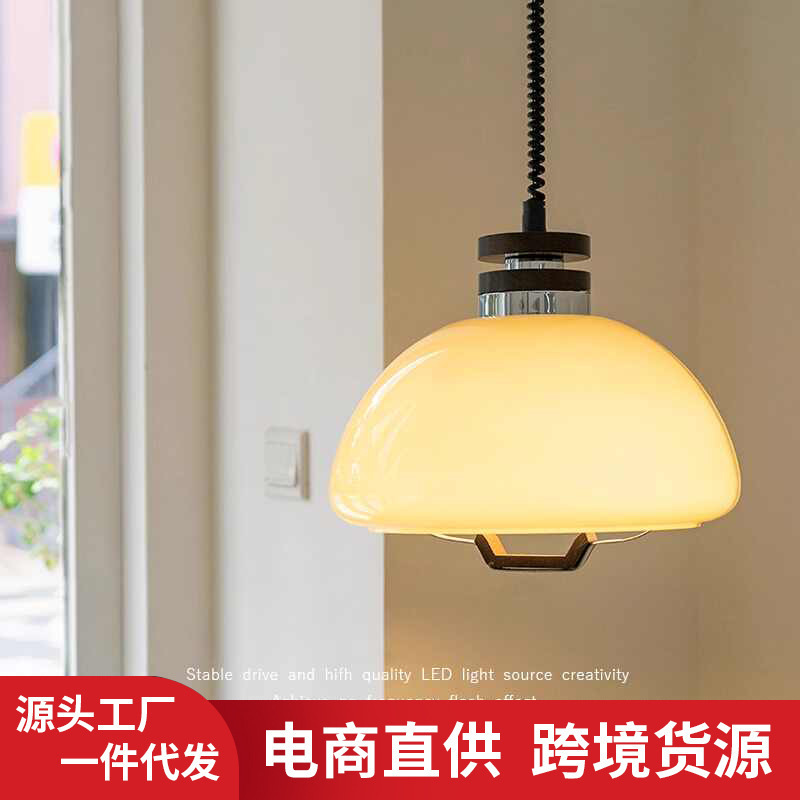 Literary Cafe Atmosphere Chandelier Retractable Nanyang Style Glass Tea Room Dining Table Study High-Value Decorative Chandelier