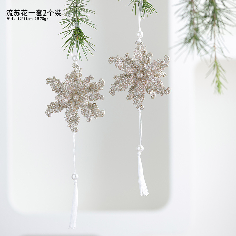 Nuevos productos transfronterizos de madera decoraciones de árboles de Navidad polvo brillante hueco flocos de nieve amor colgante mariposa colgante de Navidad