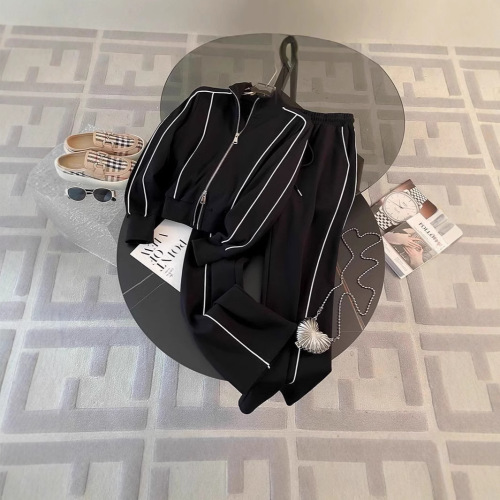 Stylish and Fashionable Women's Set Autumn Open Crewneck Sweatshirt Wide Leg Pants Sporty Casual Two-Piece Set Trendy