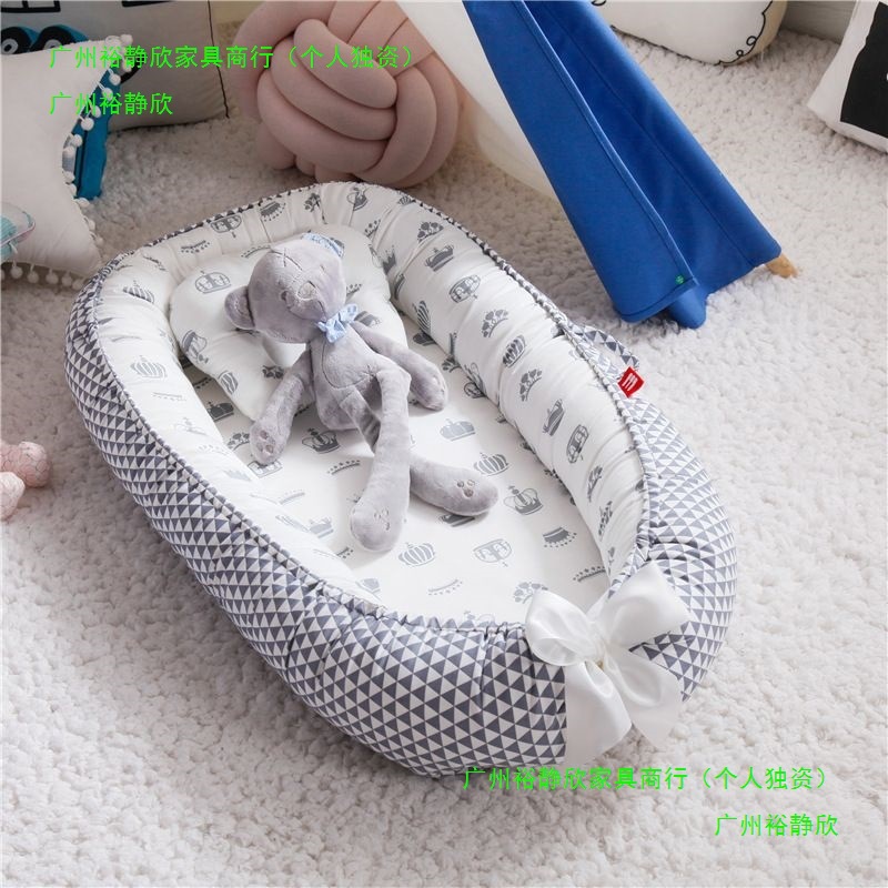 Cross-Border Folding Removable and Washable Portable Anti-Pressure Crib Mid-Bed Bionic Fully Removable Baby Pillow Travel Crib