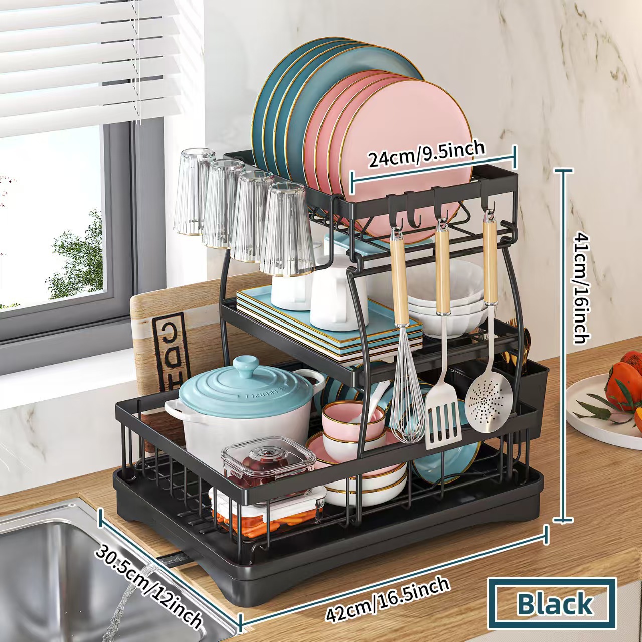 검은색 2~3겹 웨이브 컴플리트 세트