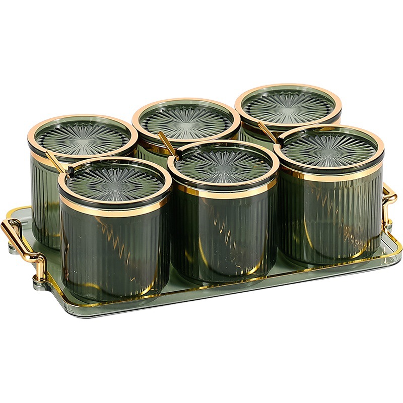 Caja de condimentos de lujo ligera de grado alimenticio montado en la pared cocina del hogar condimento botella tarro sal de alta gama MSG almacenamiento traje combinación